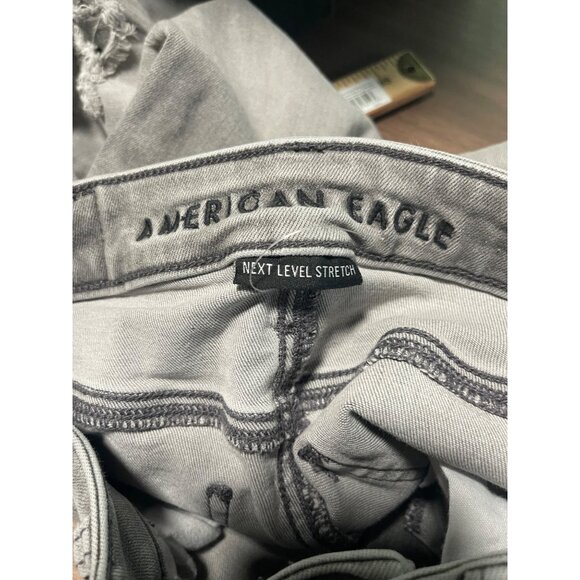 American Eagle High Rise Jegging Stretch Gray Distressed Denim Jeans 000 Short - Picture 5 of 7